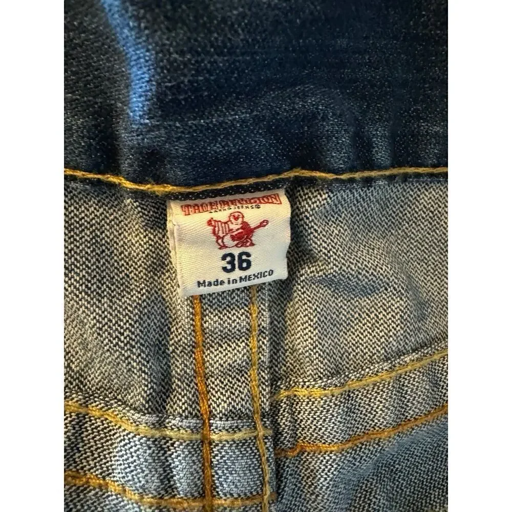 TRUE RELIGION NEW Ricky Relaxed Straights Men’s Jeans Size 36 X 35 Medium Wash